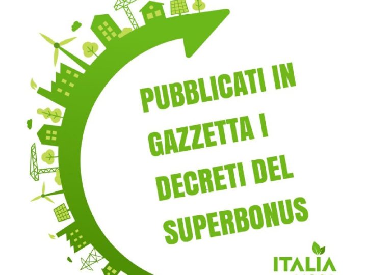 PUBBLICATI IN GAZZETTA I DECRETI DEL SUPERBONUS AL 110%